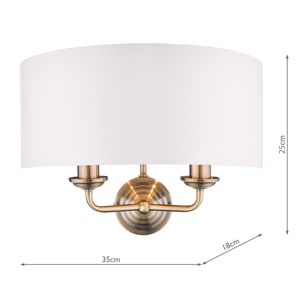 Laura Ashley Sorrento 2 Light Wall Light Antique Brass With Ivory Shade