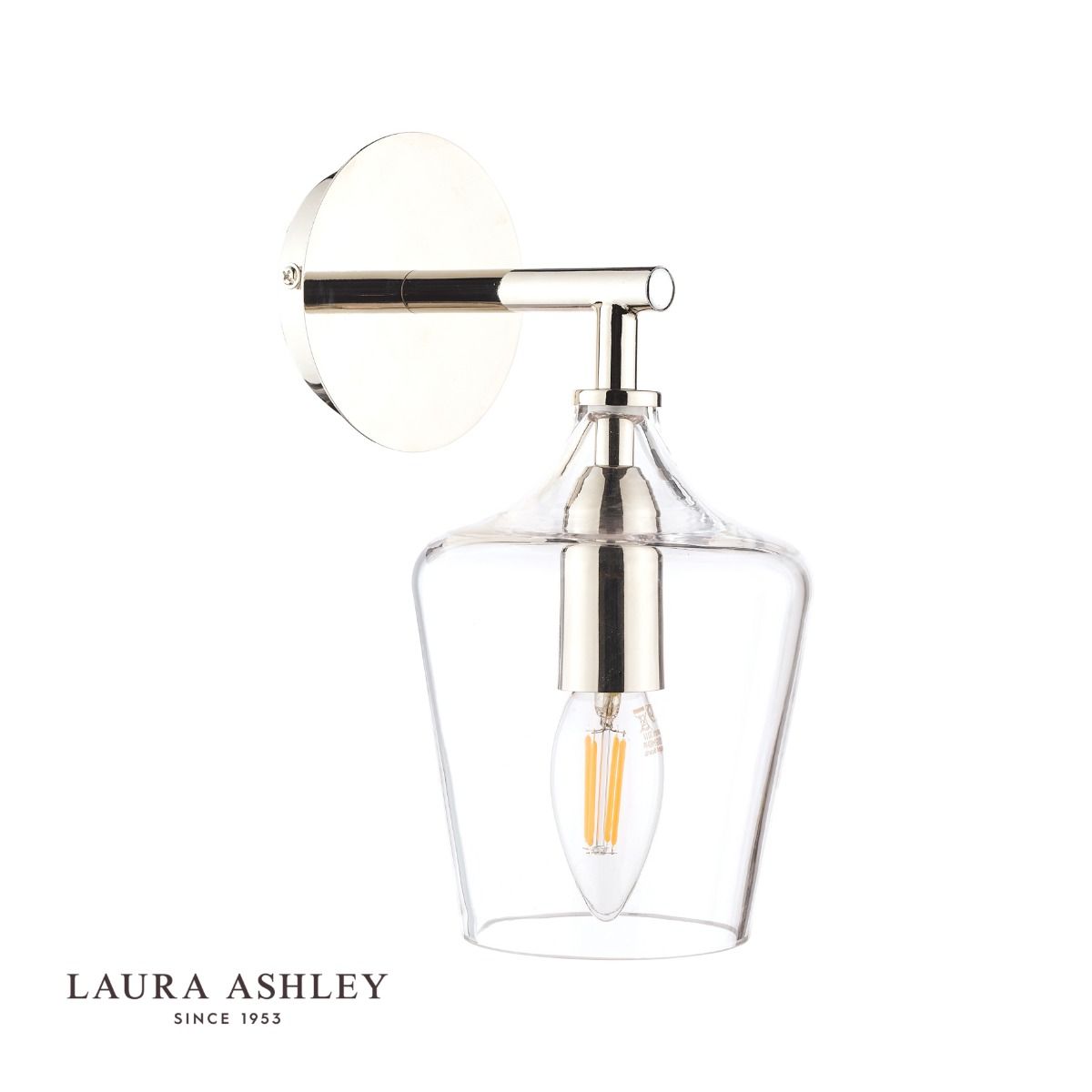 Laura Ashley Ockley Wall Light Polished Chrome & Glass