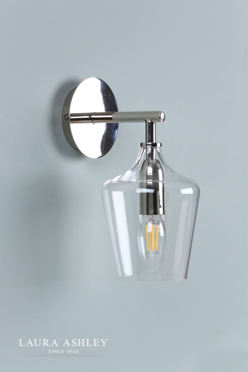 Laura Ashley Ockley Wall Light Polished Chrome & Glass