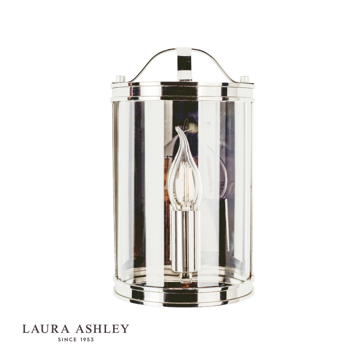 Laura Ashley Harrington Wall Light Polished Nickel Glass