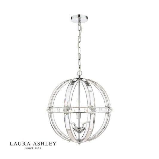 Laura Ashley Aidan 5lt Pendant Glass & Polished Chrome