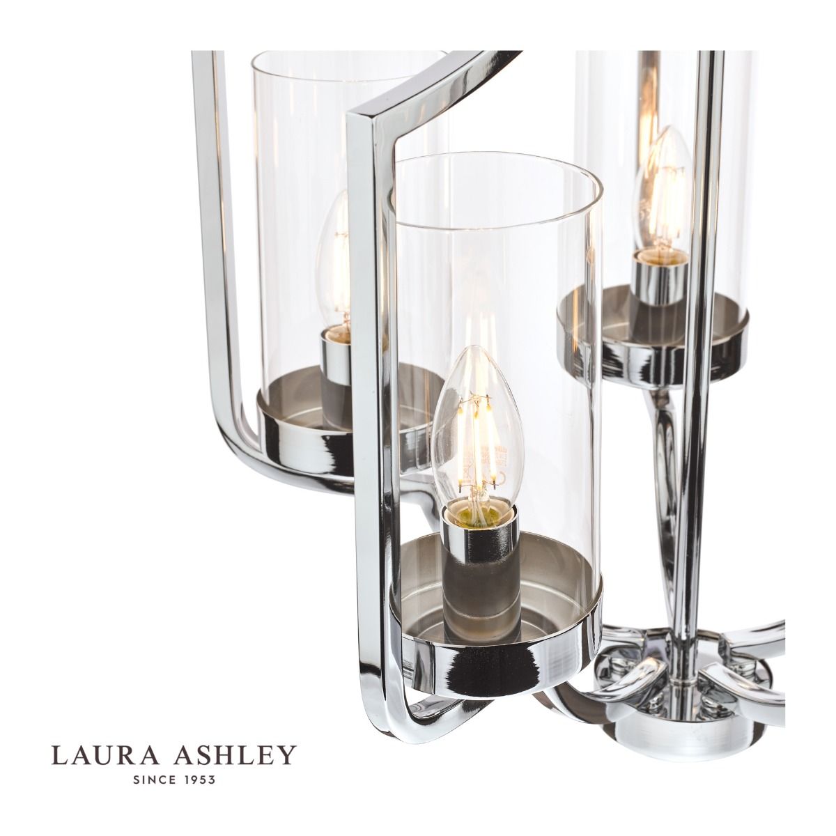 Laura Ashley Joseph 5lt Chandelier Polished Chrome Glass