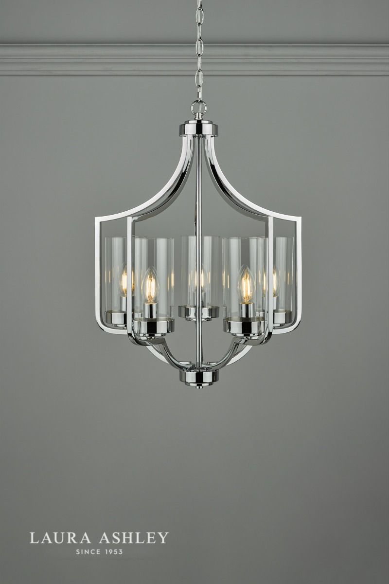 Laura Ashley Joseph 5lt Chandelier Polished Chrome Glass