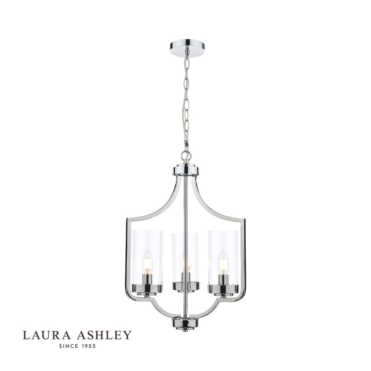 Laura Ashley Joseph 3lt Chandelier Polished Chrome Glass