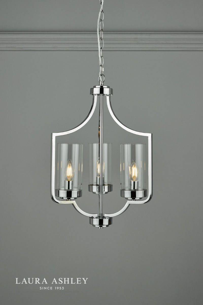 Laura Ashley Joseph 3lt Chandelier Polished Chrome Glass