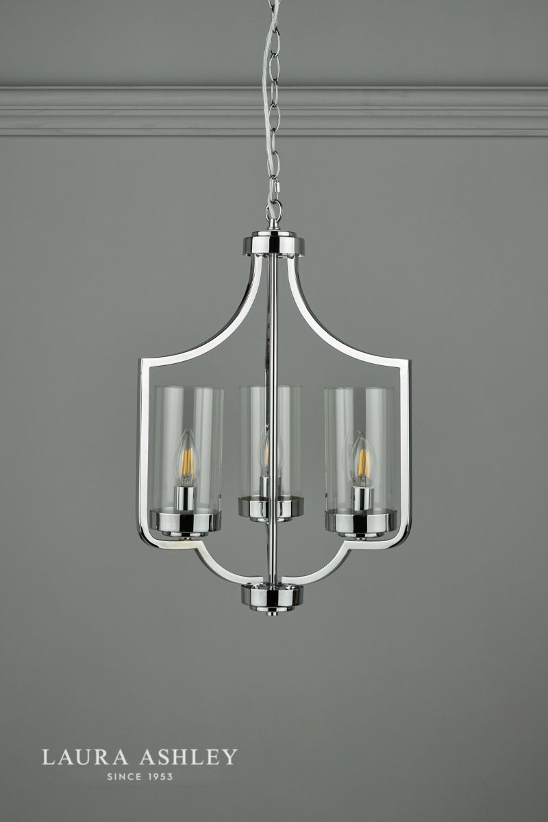 Laura Ashley Joseph 3lt Chandelier Polished Chrome Glass