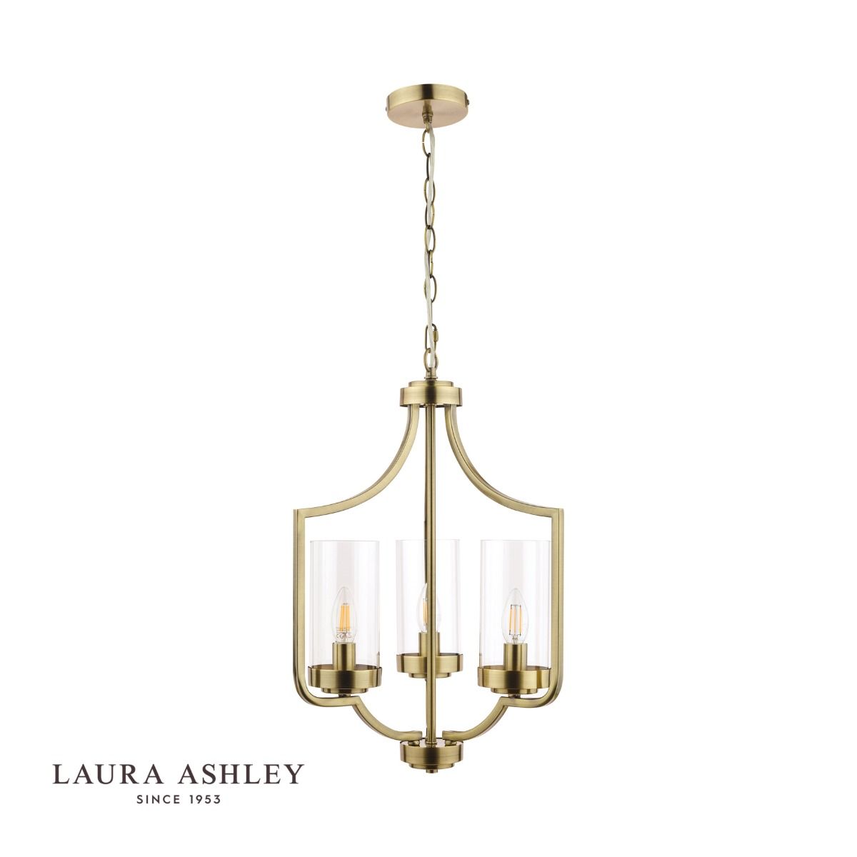 Laura Ashley Joseph 3lt Chandelier Antique Brass Glass