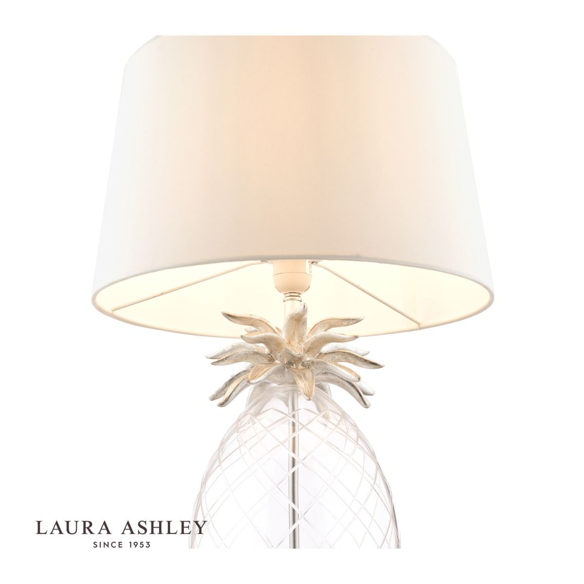 Laura Ashley Pineapple Table Lamp Clear Cut Glass & Brushed Chrome With Shade