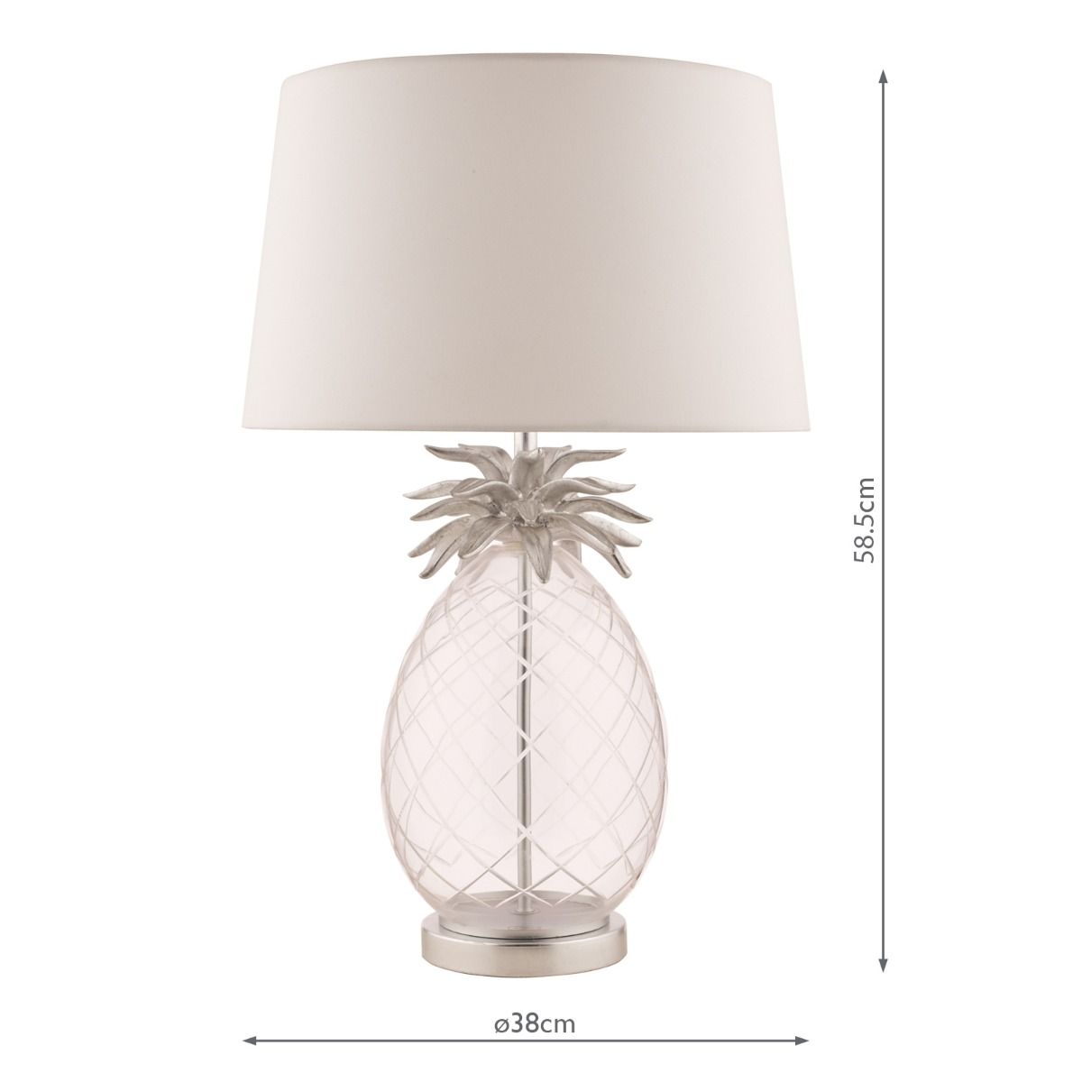 Laura Ashley Pineapple Table Lamp Clear Cut Glass & Brushed Chrome With Shade
