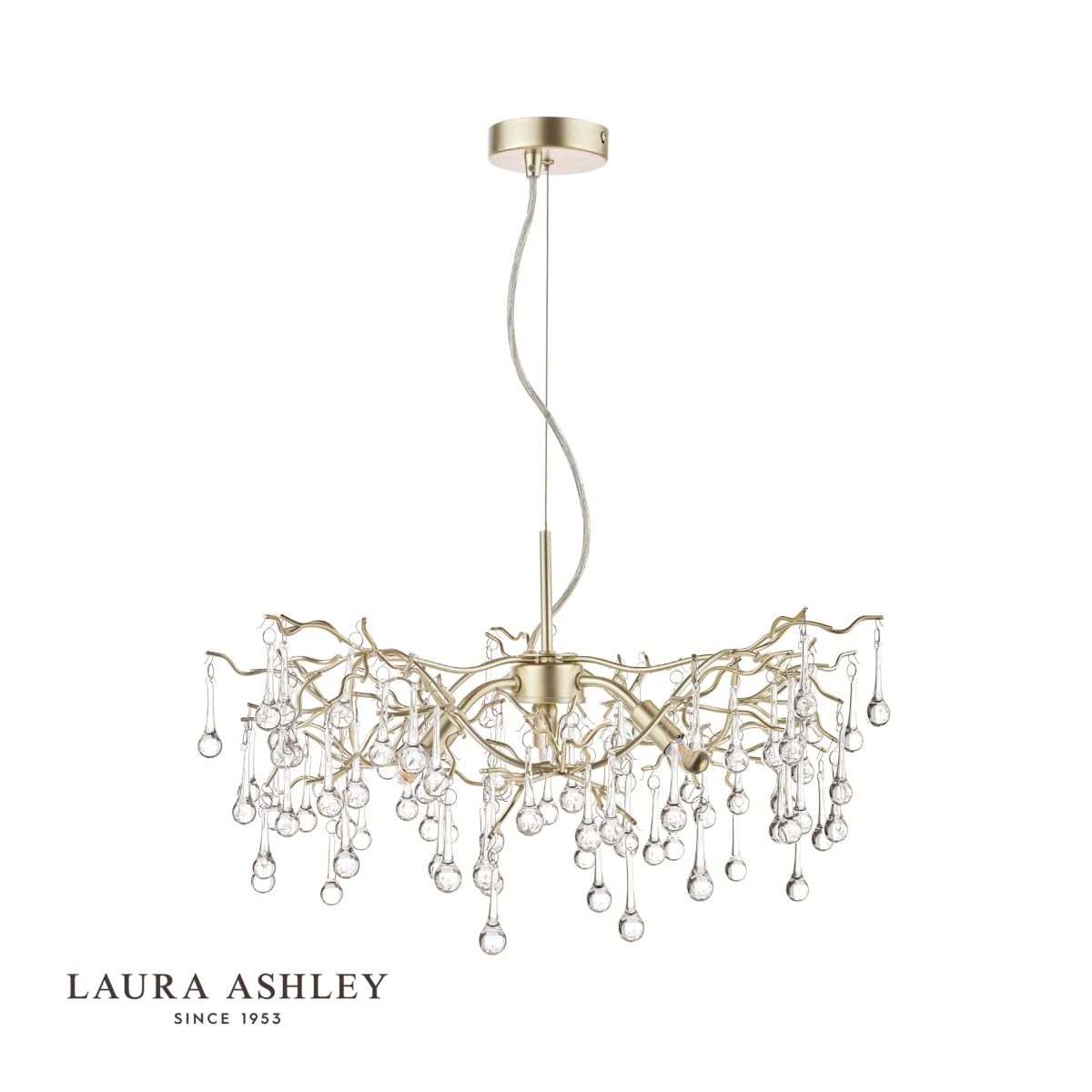 Laura Ashley Willow 3lt Pendant Champagne & Clear Crystal