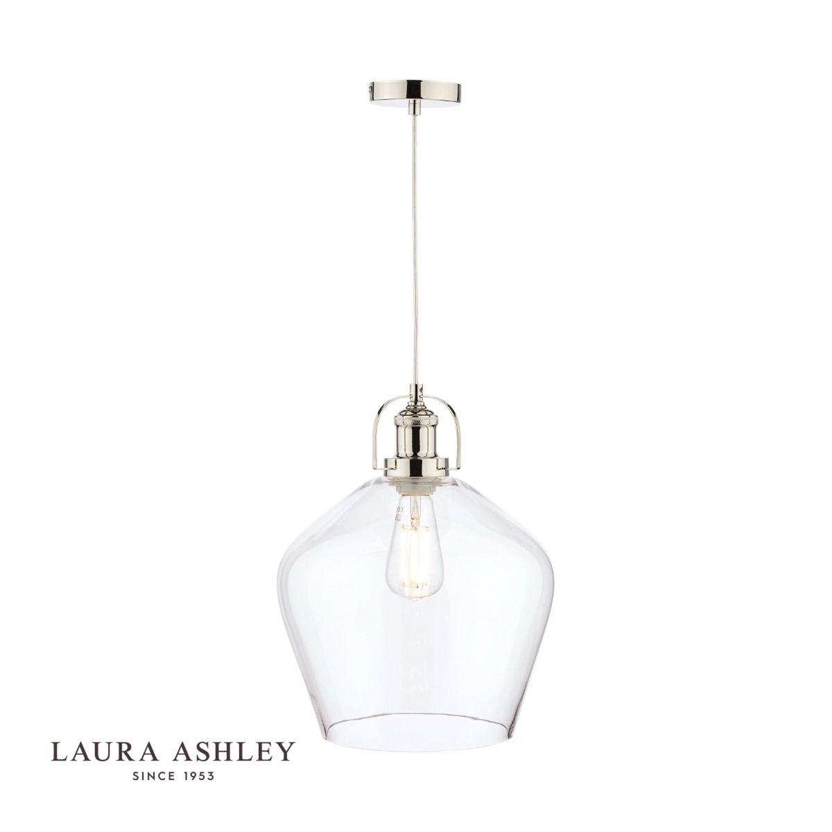 Laura Ashley Rye Pendant Polished Nickel Clear Glass