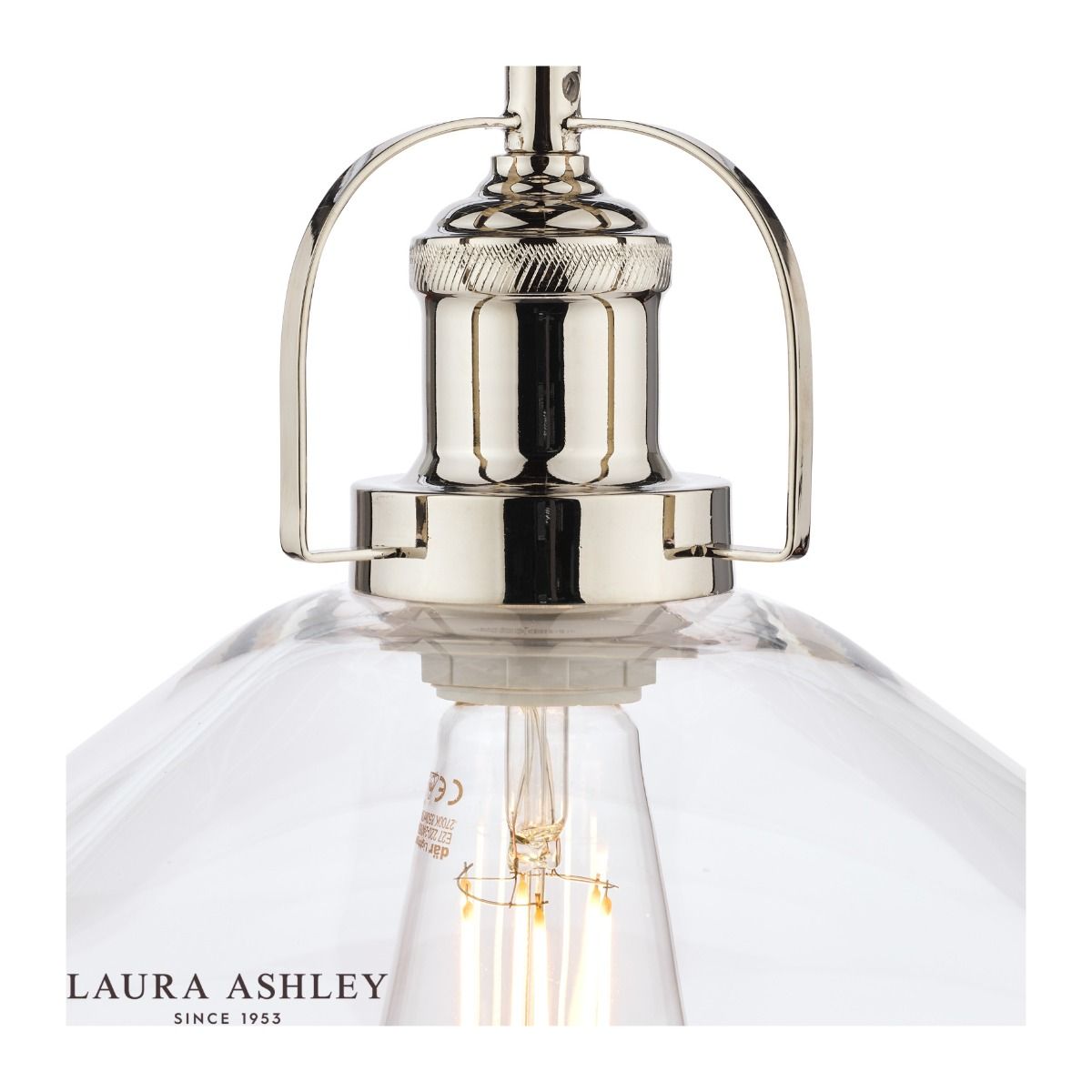 Laura Ashley Rye Pendant Polished Nickel Clear Glass