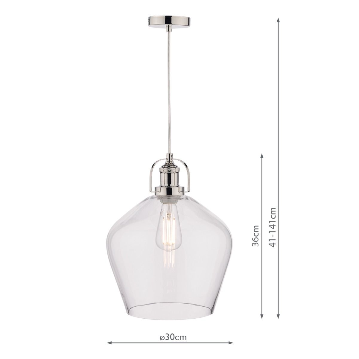 Laura Ashley Rye Pendant Polished Nickel Clear Glass