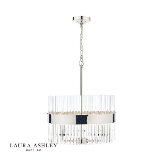 Laura Ashley Alexa 3lt Pendant Polished Nickel Glass Rods