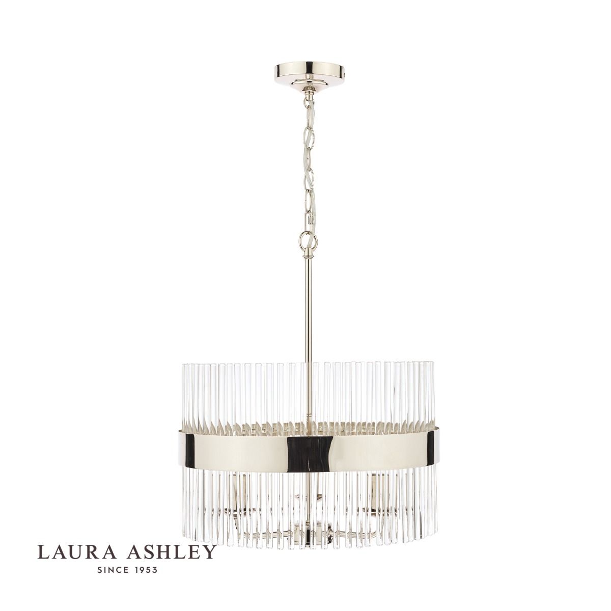 Laura Ashley Alexa 3lt Pendant Polished Nickel Glass Rods