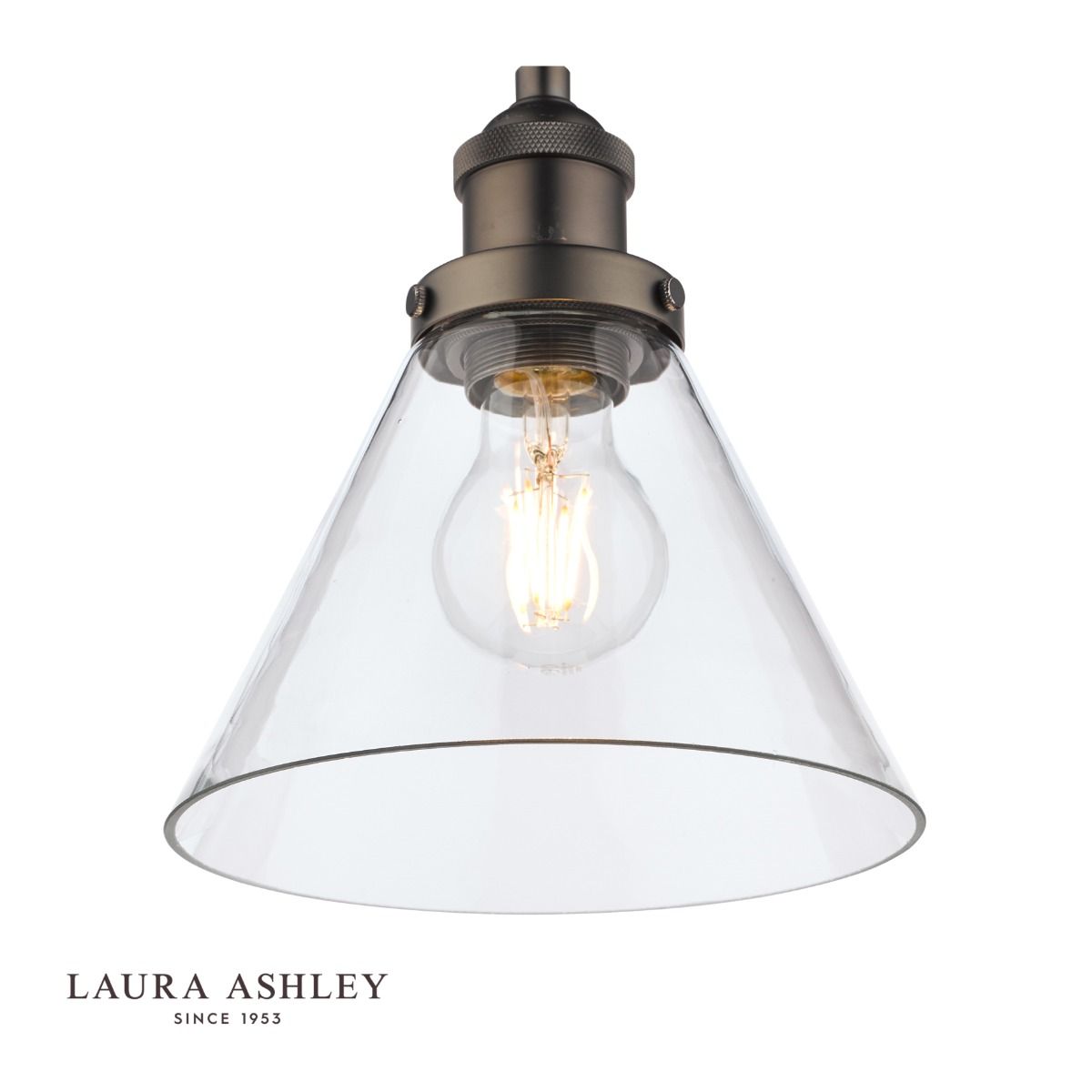 Laura Ashley Isaac Pendant Industrial Nickel Glass