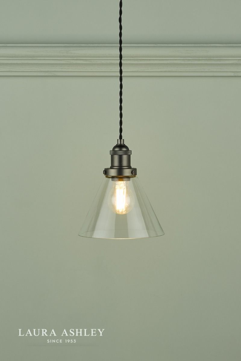 Laura Ashley Isaac Pendant Industrial Nickel Glass