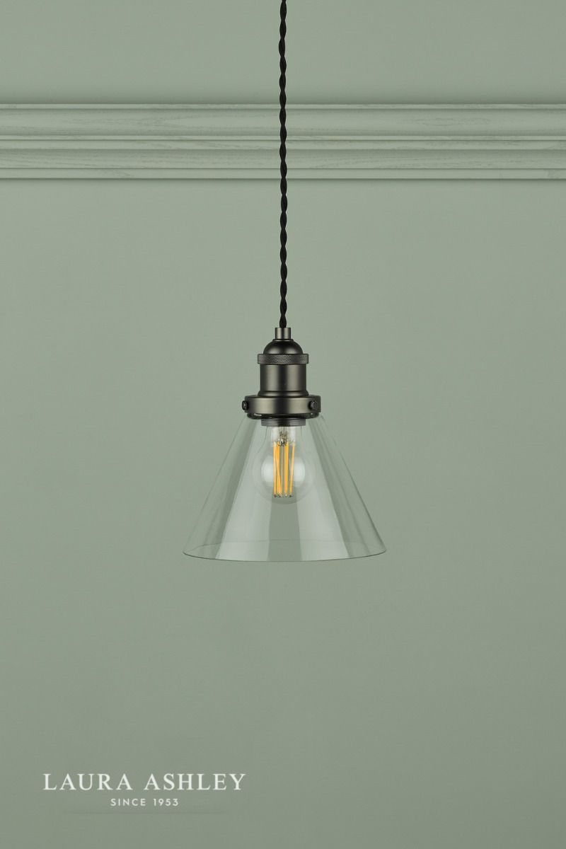 Laura Ashley Isaac Pendant Industrial Nickel Glass