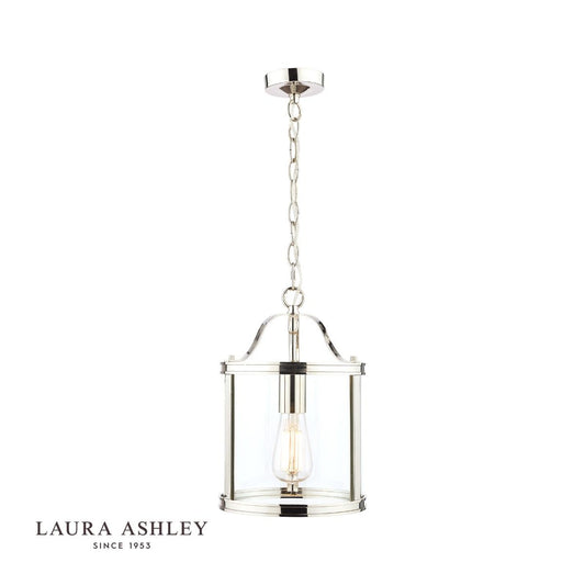 Laura Ashley Harrington Lantern Polished Nickel Glass