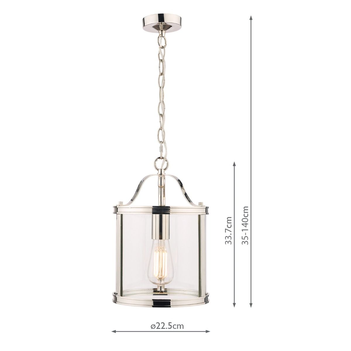 Laura Ashley Harrington Lantern Polished Nickel Glass