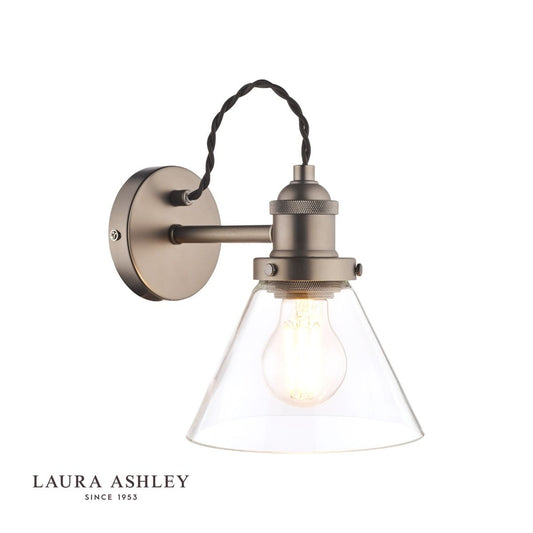 Laura Ashley Isaac Industrial Nickel 1 Light Wall Light