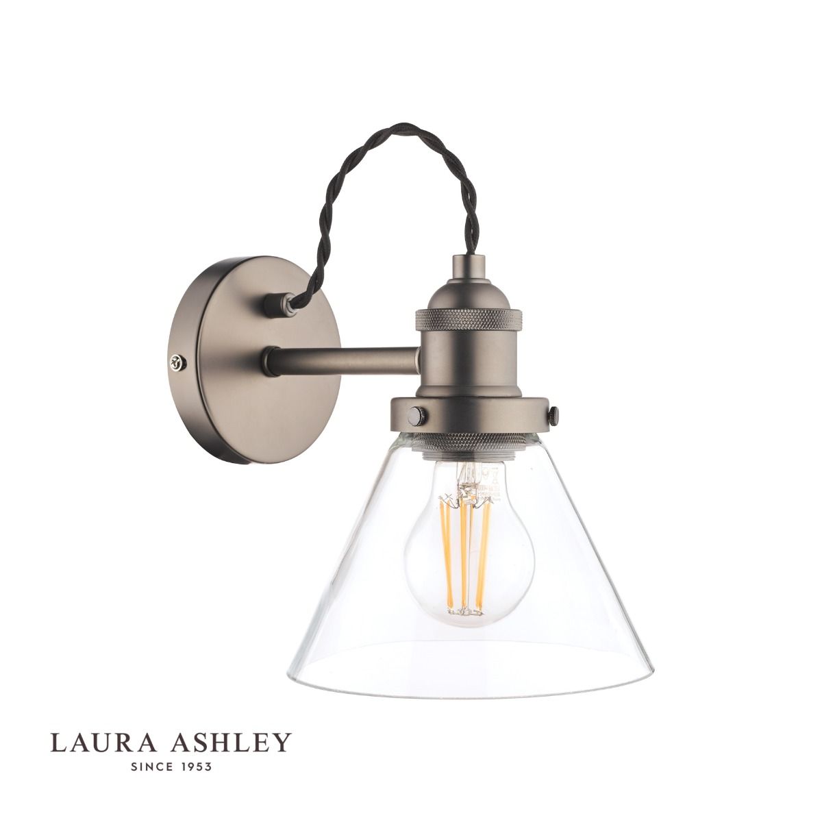Laura Ashley Isaac Industrial Nickel 1 Light Wall Light
