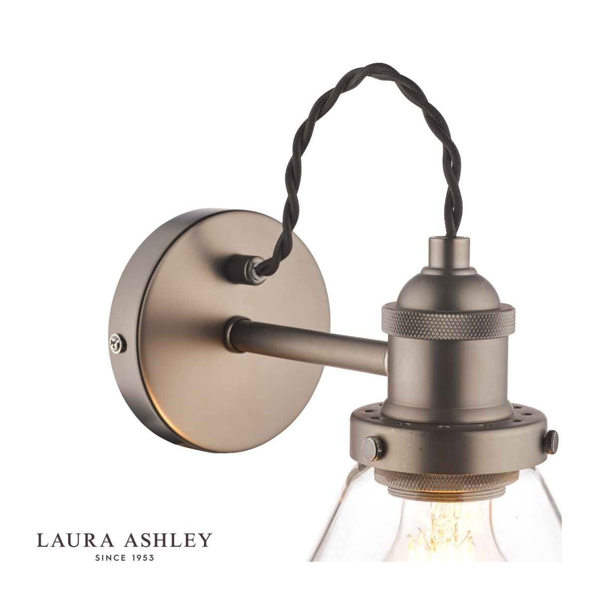 Laura Ashley Isaac Industrial Nickel 1 Light Wall Light