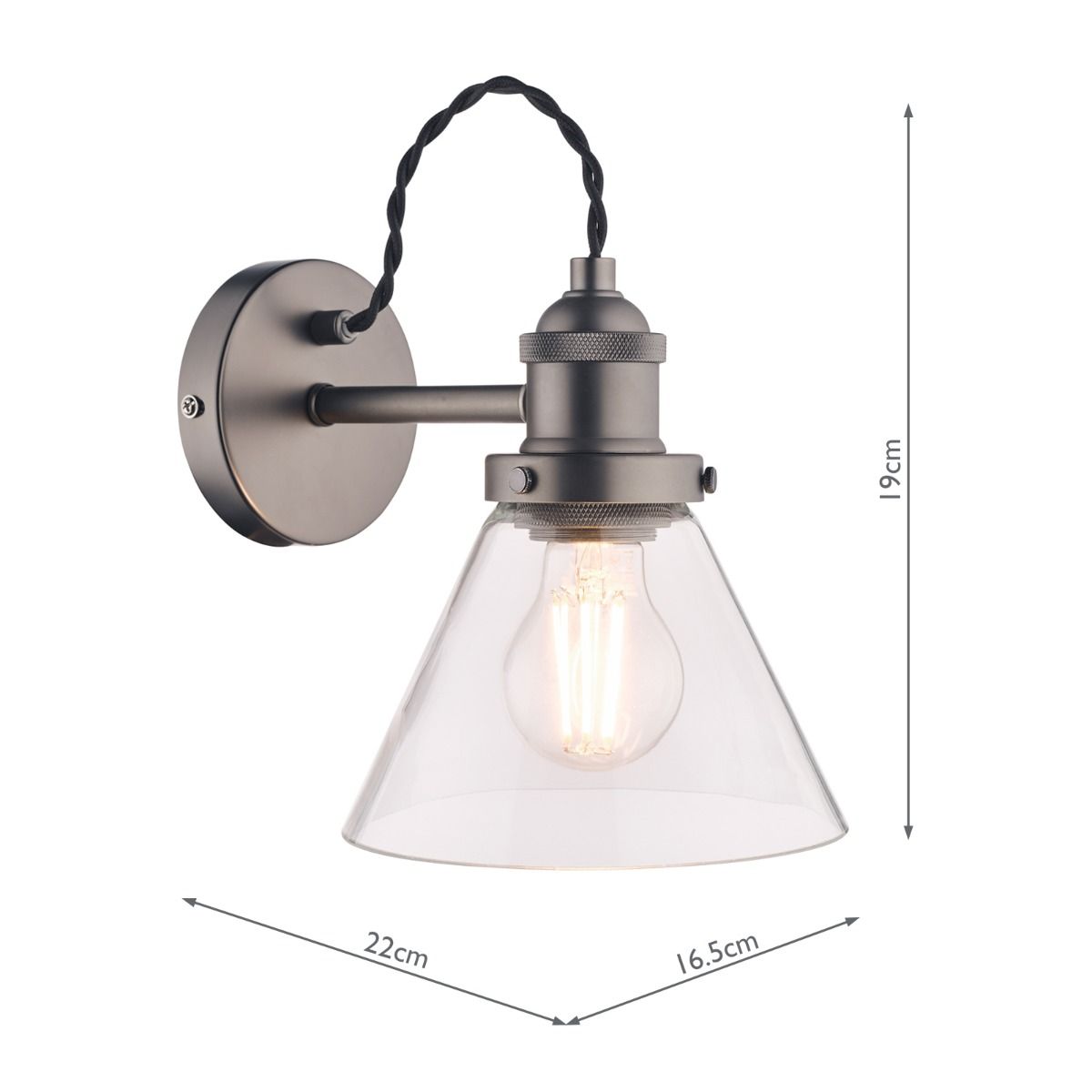 Laura Ashley Isaac Industrial Nickel 1 Light Wall Light