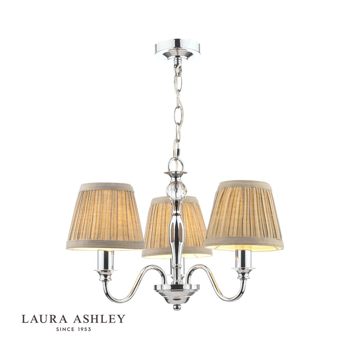 Laura Ashley Ellis 3lt Pendant Polished Chrome With Shades