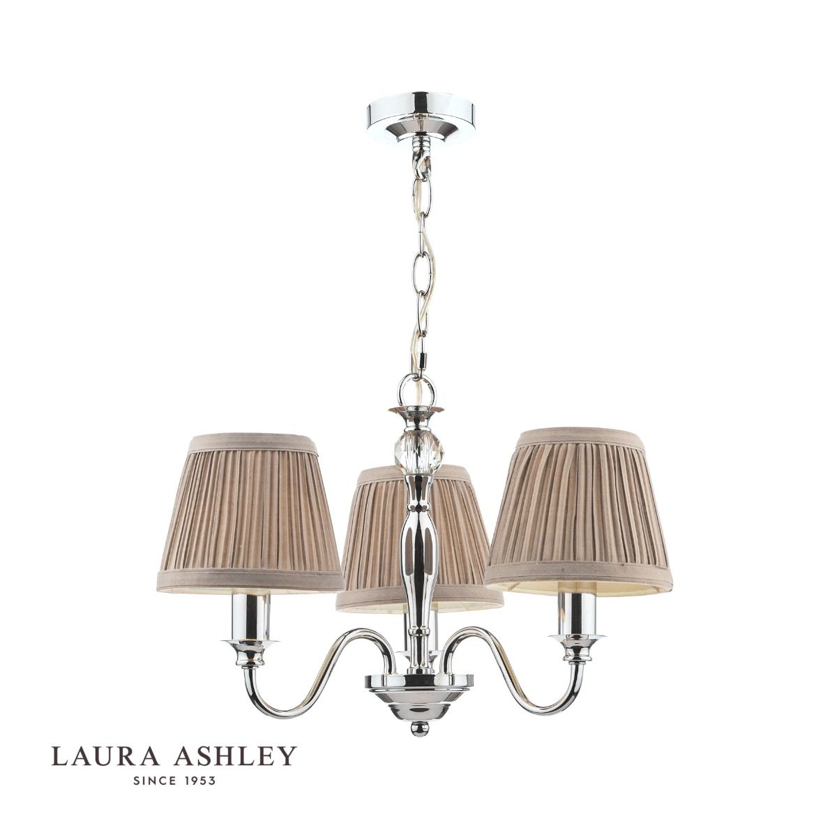 Laura Ashley Ellis 3lt Pendant Polished Chrome With Shades