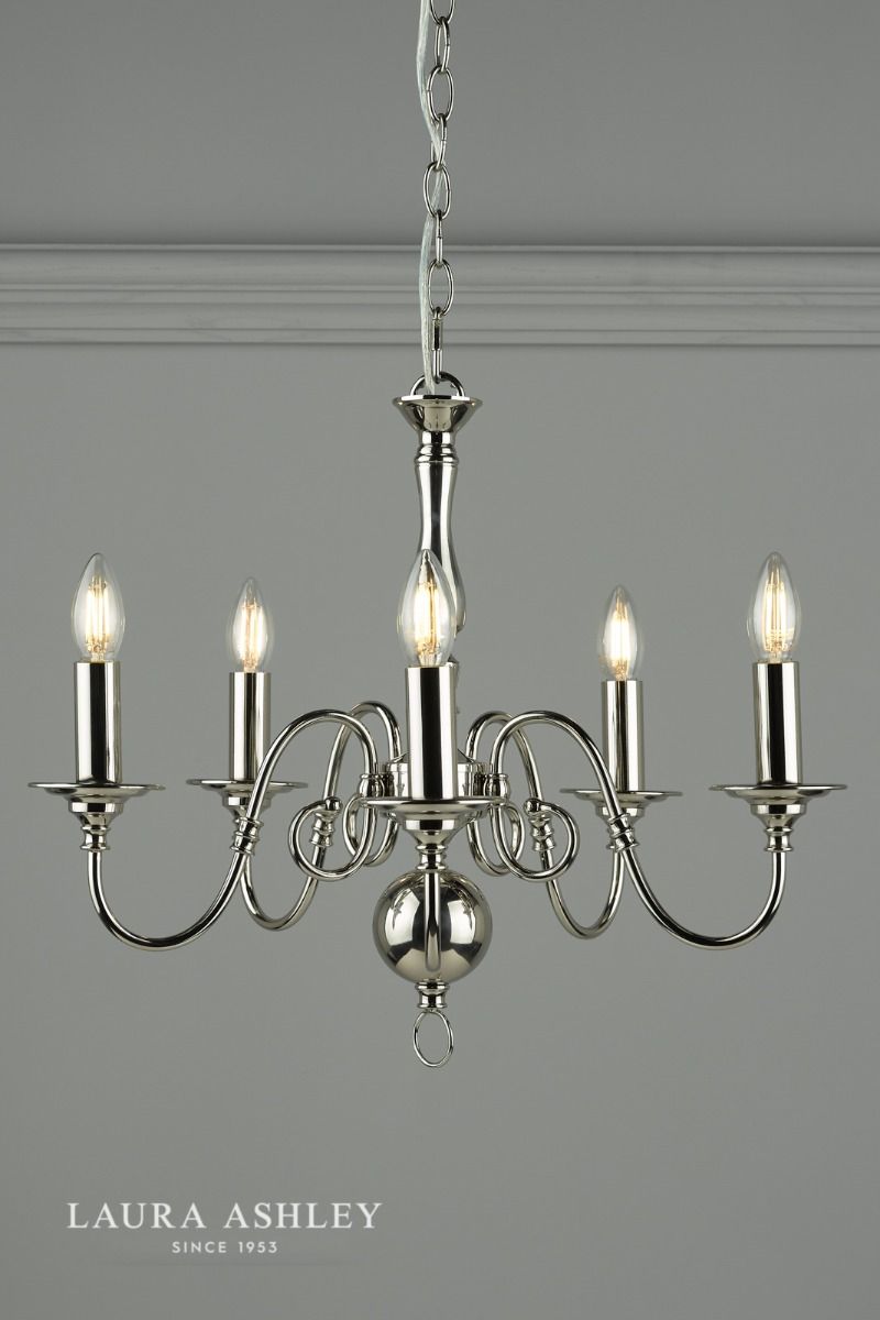 Laura Ashley Winchester 5lt Pendant Polished Nickel