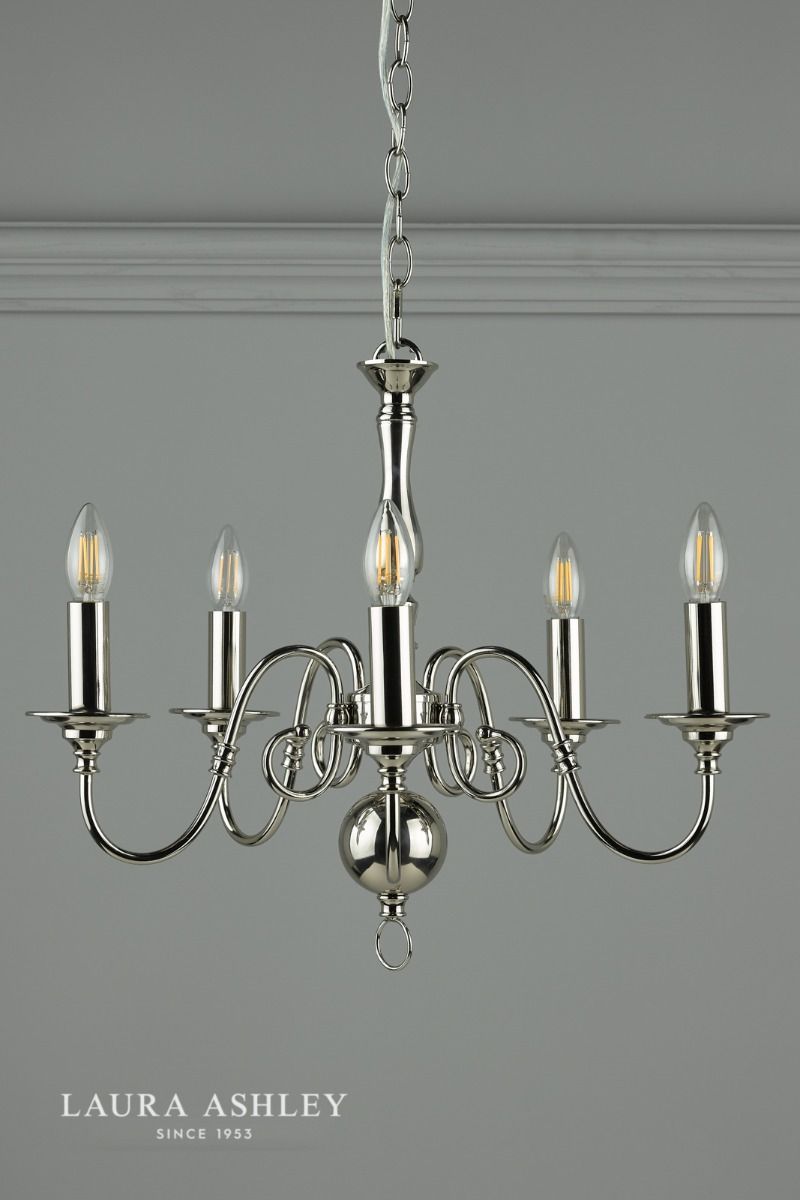 Laura Ashley Winchester 5lt Pendant Polished Nickel