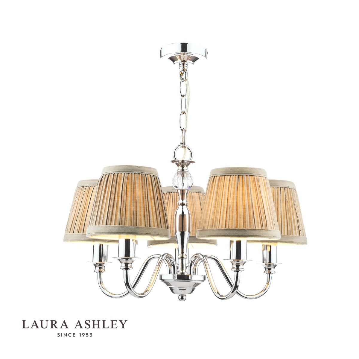 Laura Ashley Ellis 5lt Pendant Polished Chrome With Shades