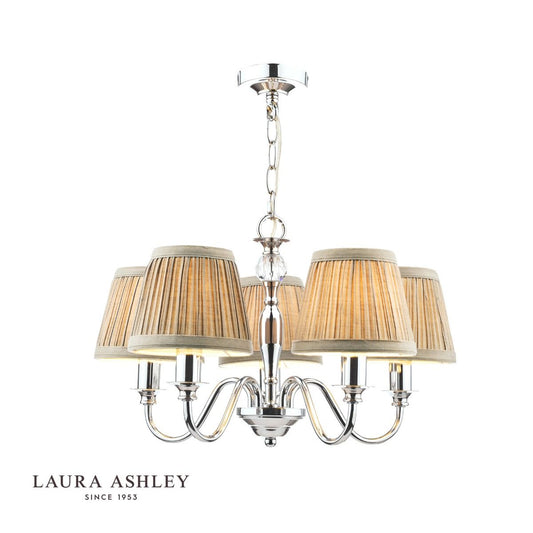 Laura Ashley Ellis 5lt Pendant Polished Chrome With Shades