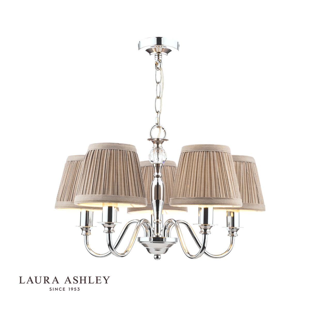 Laura Ashley Ellis 5lt Pendant Polished Chrome With Shades