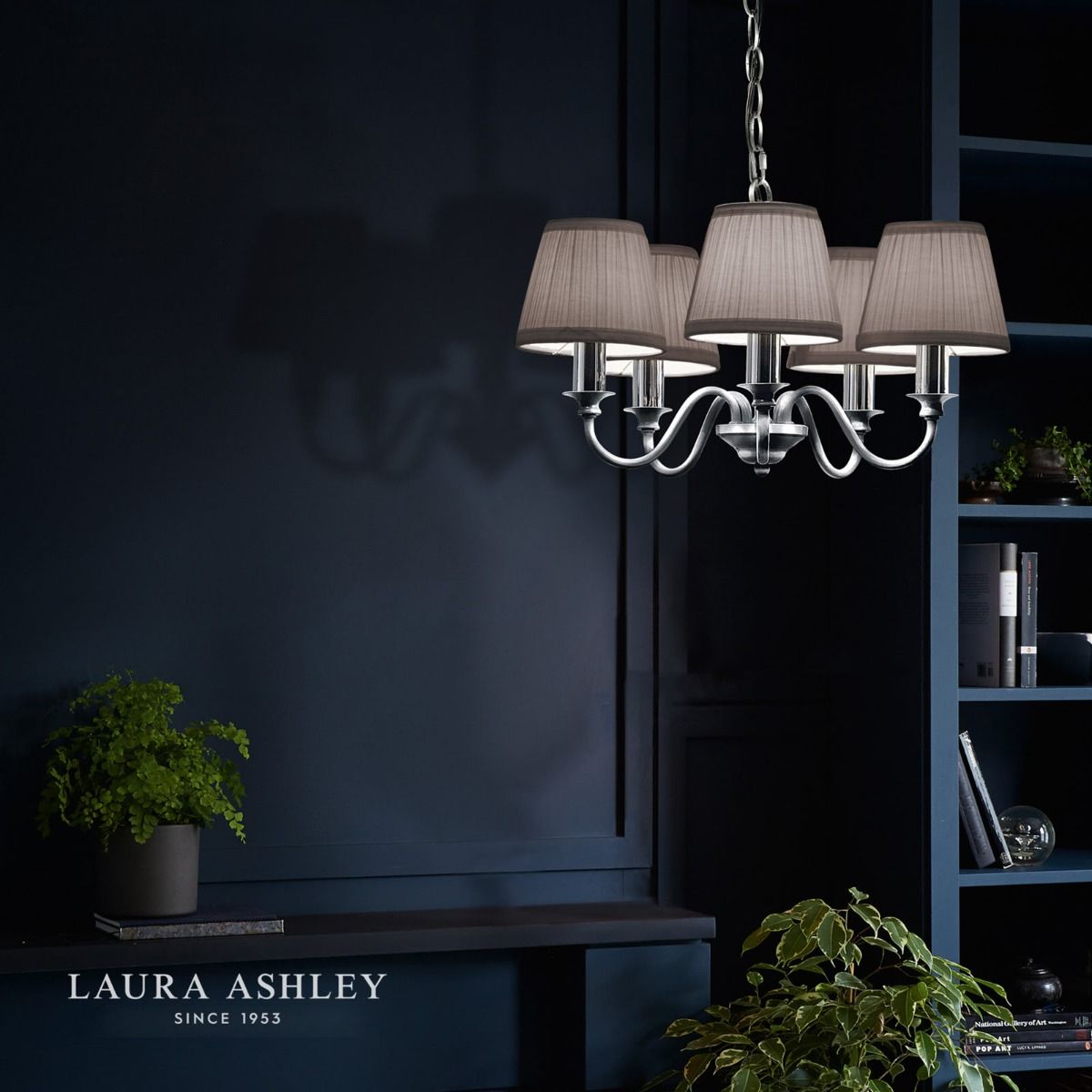 Laura Ashley Ellis 5lt Pendant Polished Chrome With Shades