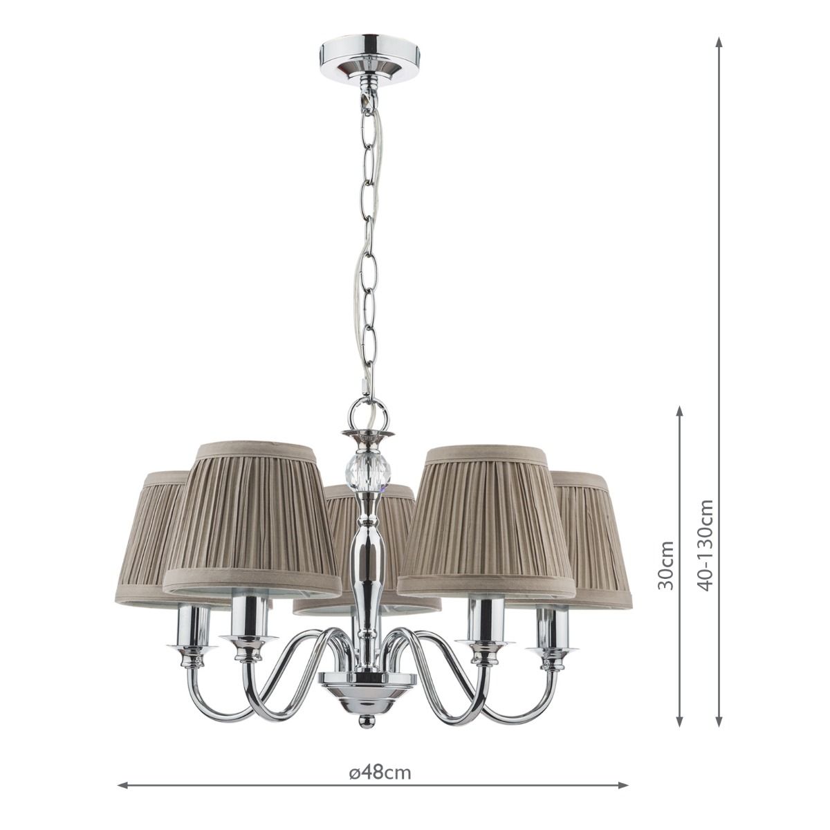 Laura Ashley Ellis 5lt Pendant Polished Chrome With Shades