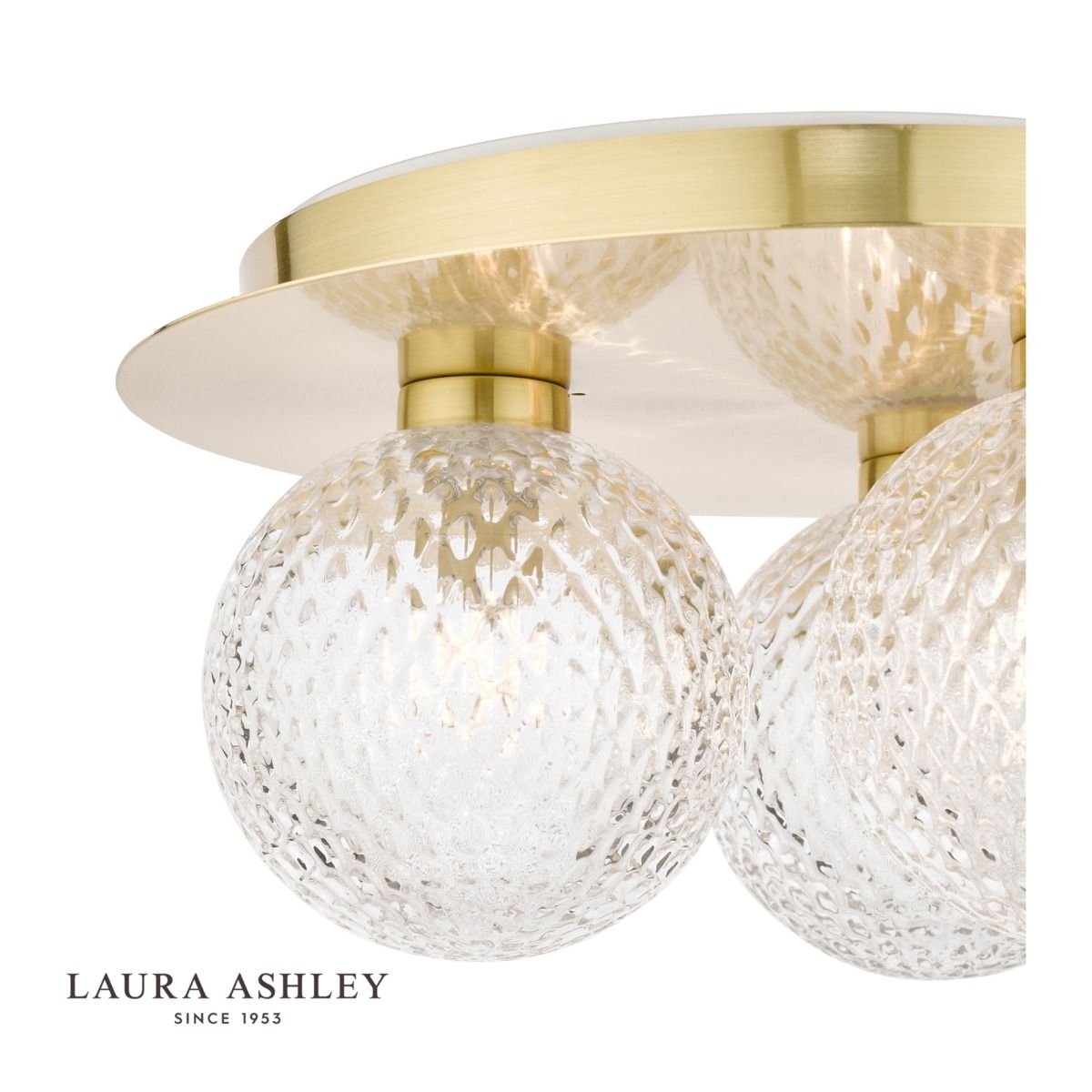 Laura Ashley Prague 3lt Flush Bathroom Light Glass Satin Brass IP44