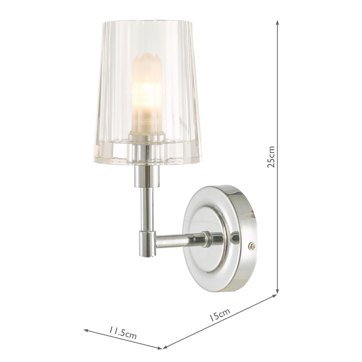 Laura Ashley Blake Bathroom Wall Light Crystal Polished Chrome IP44