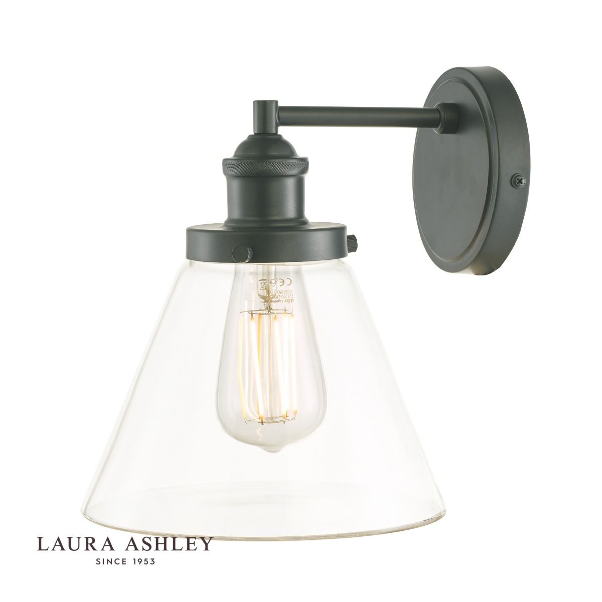 Laura Ashley Isaac Outdoor Wall Light Charcoal Glass IP44