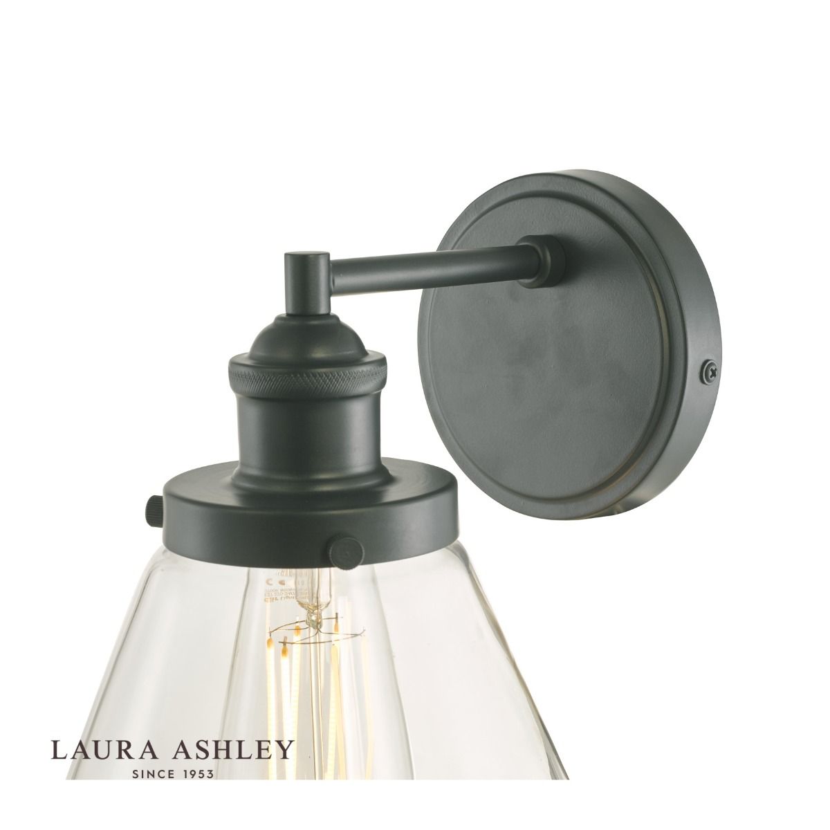 Laura Ashley Isaac Outdoor Wall Light Charcoal Glass IP44