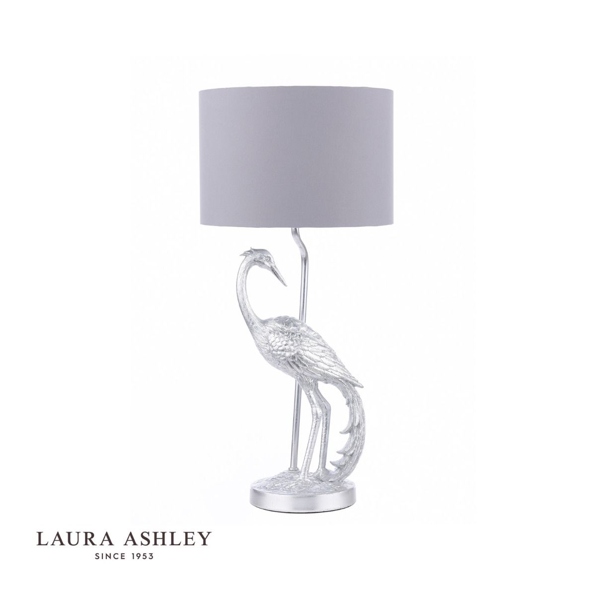 Laura Ashley Tregaron Heron Table Lamp Silver with Shade