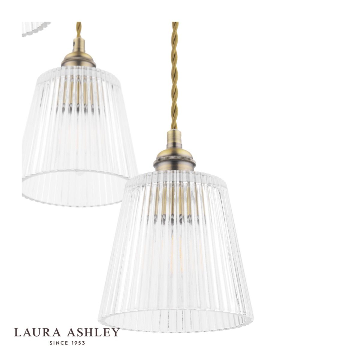 Laura Ashley Callaghan 3 Light Pendant Antique Brass and Glass