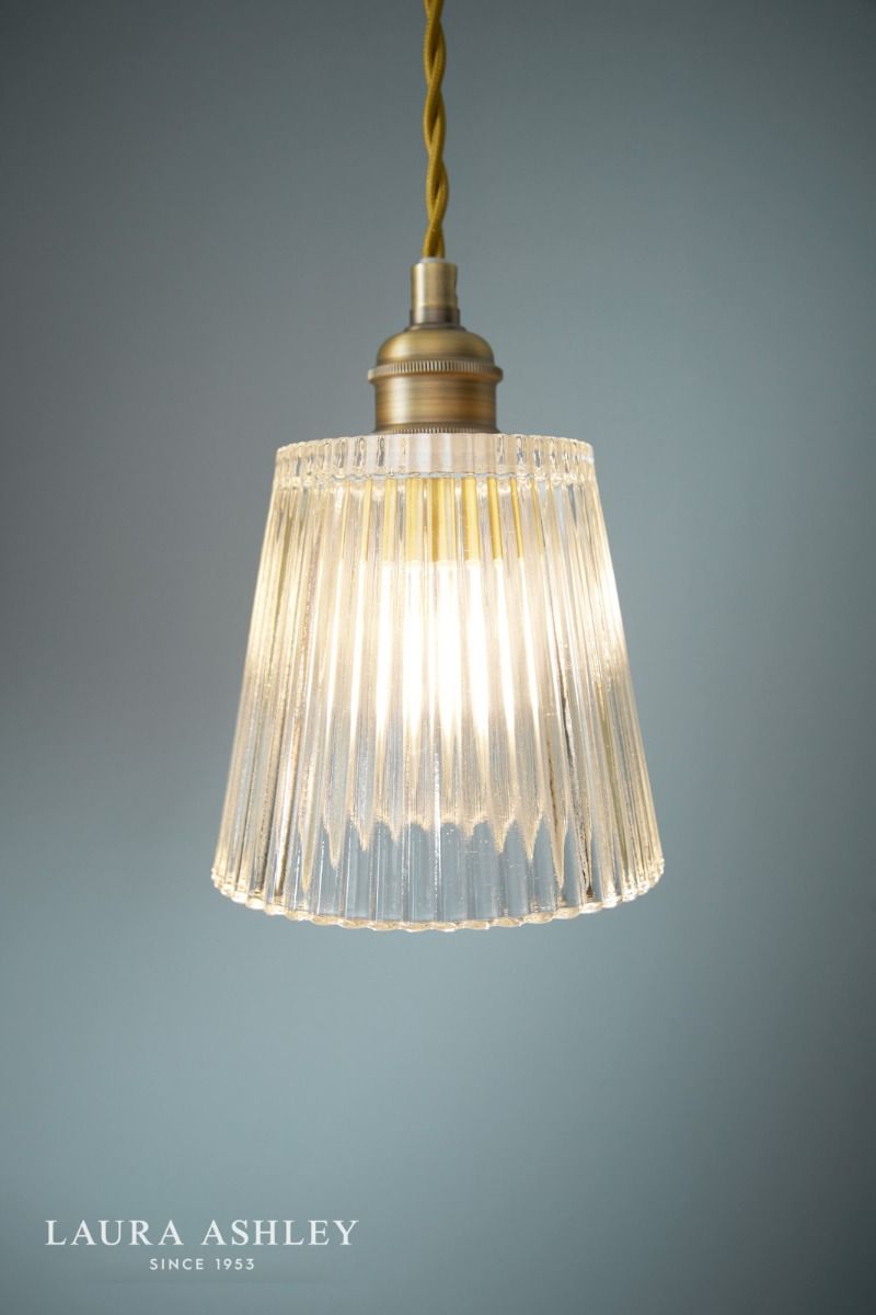 Laura Ashley Callaghan 3 Light Pendant Antique Brass and Glass