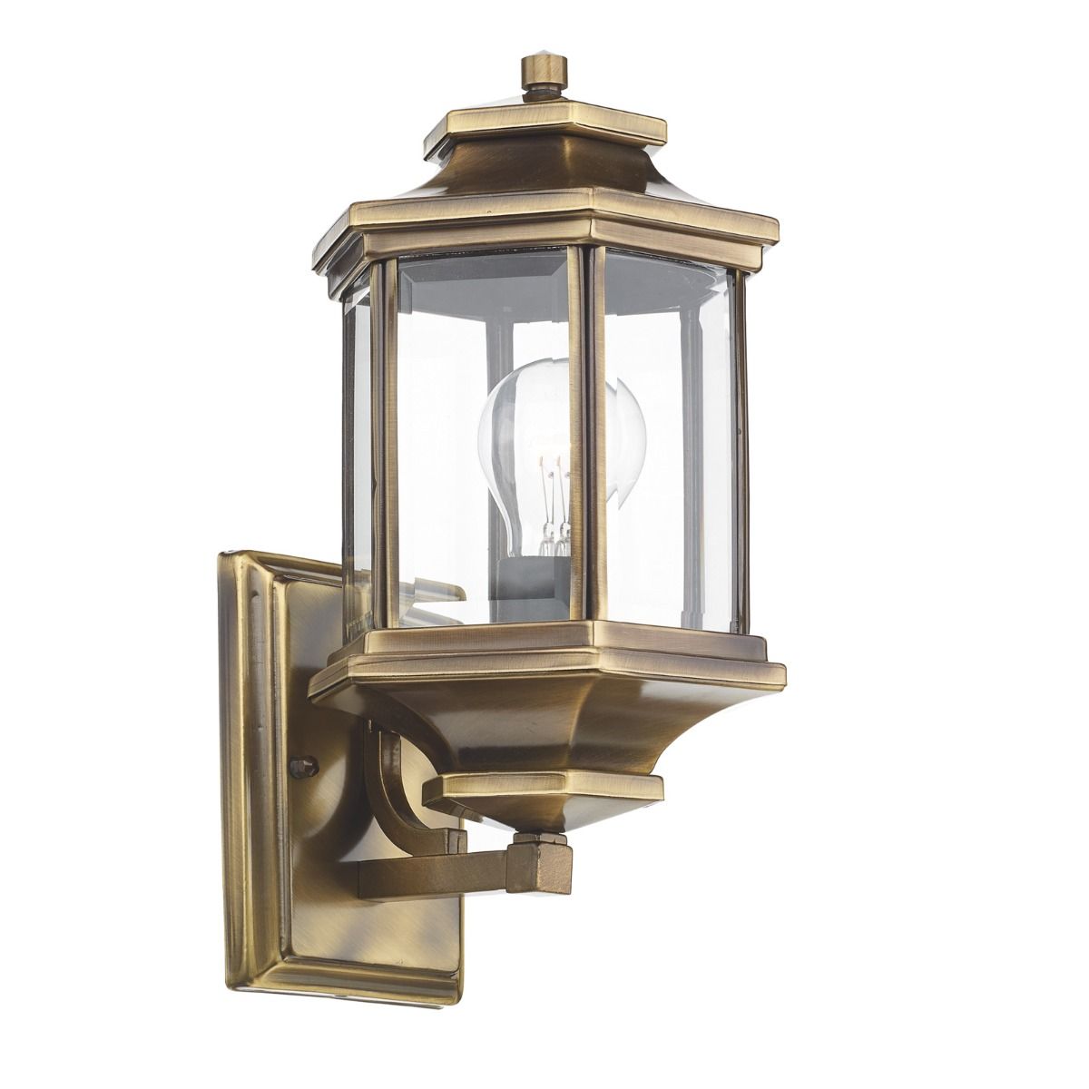 Ladbroke Outdoor Wall Light Antique Brass Glass IP44