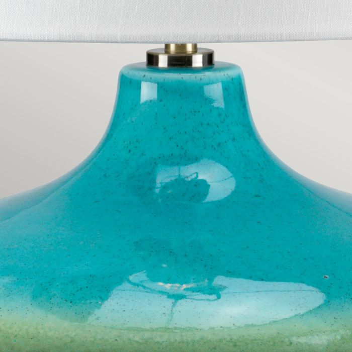 Laguna 1 Light Small Table Lamp - Turquoise and Graphite Glaze