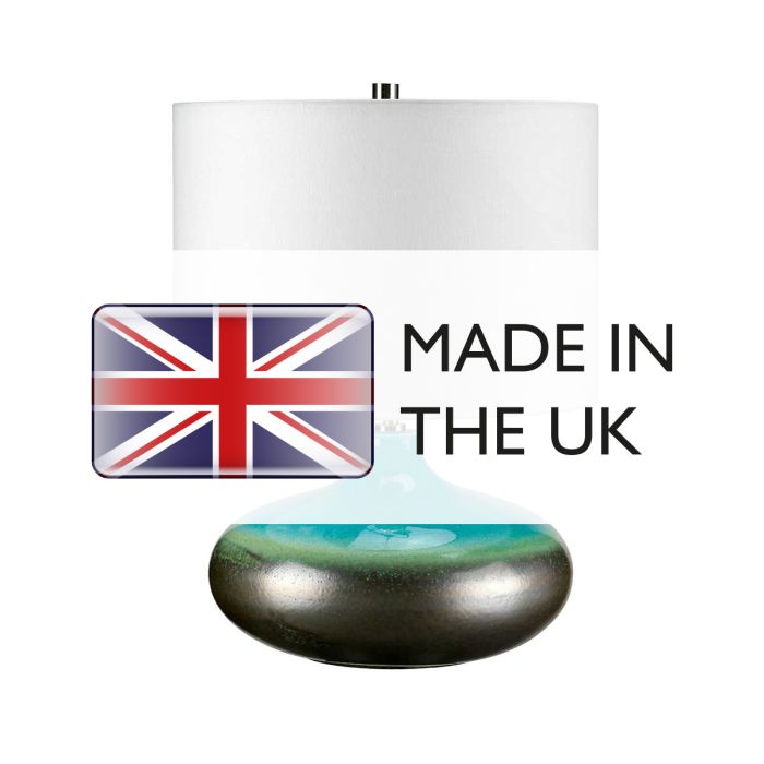 Laguna 1 Light Small Table Lamp - Turquoise and Graphite Glaze