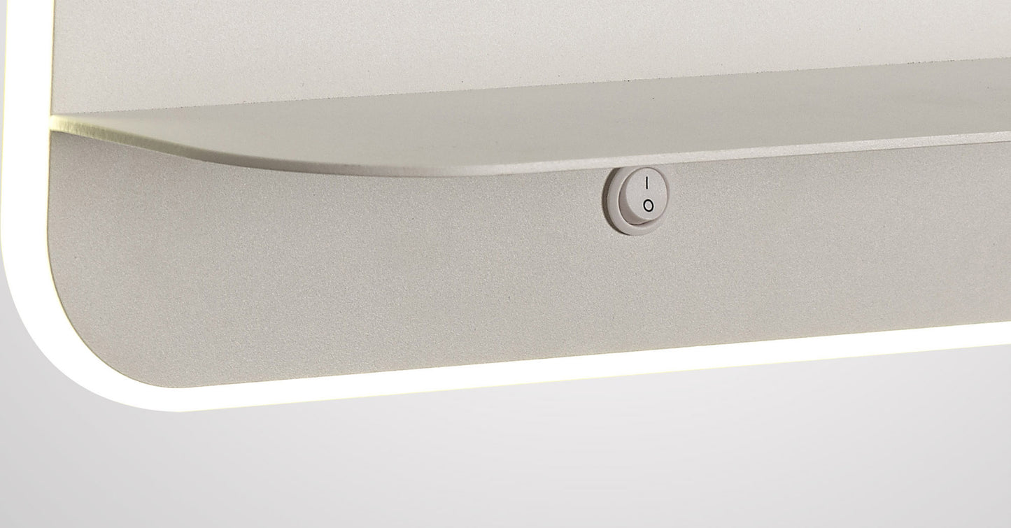 Lanzarote Wall Lamp Shelf With USB Sockets, 18W LED, 3000K, 1400lm, Matt White, 3yrs Warranty by Mantra