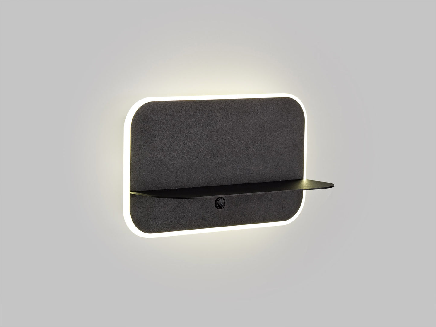 Lanzarote Wall Lamp Shelf With USB Sockets, 18W LED, 3000K, 1400lm, Matt Black, 3yrs Warranty by Mantra