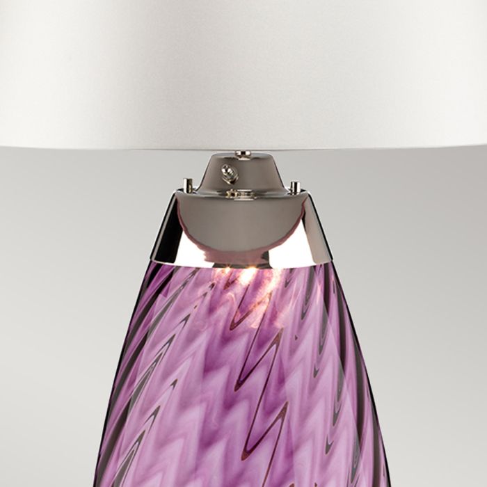 Lena 2 Light Large Plum Table Lamp with Off-white Shade - Plum-tinted Glass / Off-White Shade